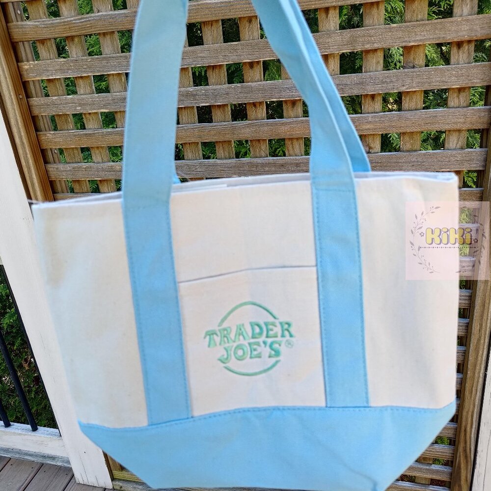 Baby blue Trader Joe’s Mini Pastel Canvas Tote Bag